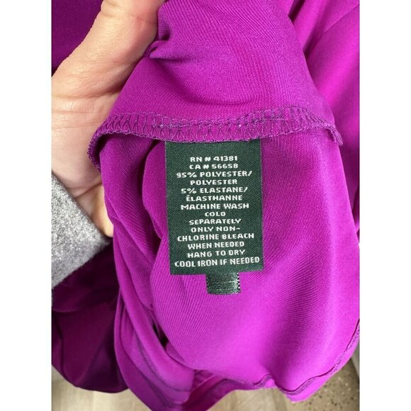 Lauren Ralph Lauren Sheath Dress Sz 10 Magenta Cowl Draped Neck Sleeveless Ruche - Picture 8 of 11